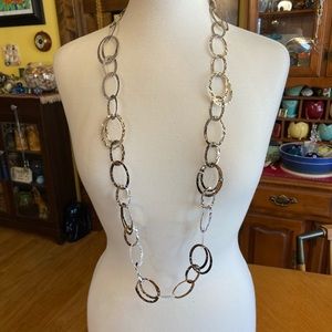 Long sterling silver Italy 925  circle necklace 42 inches